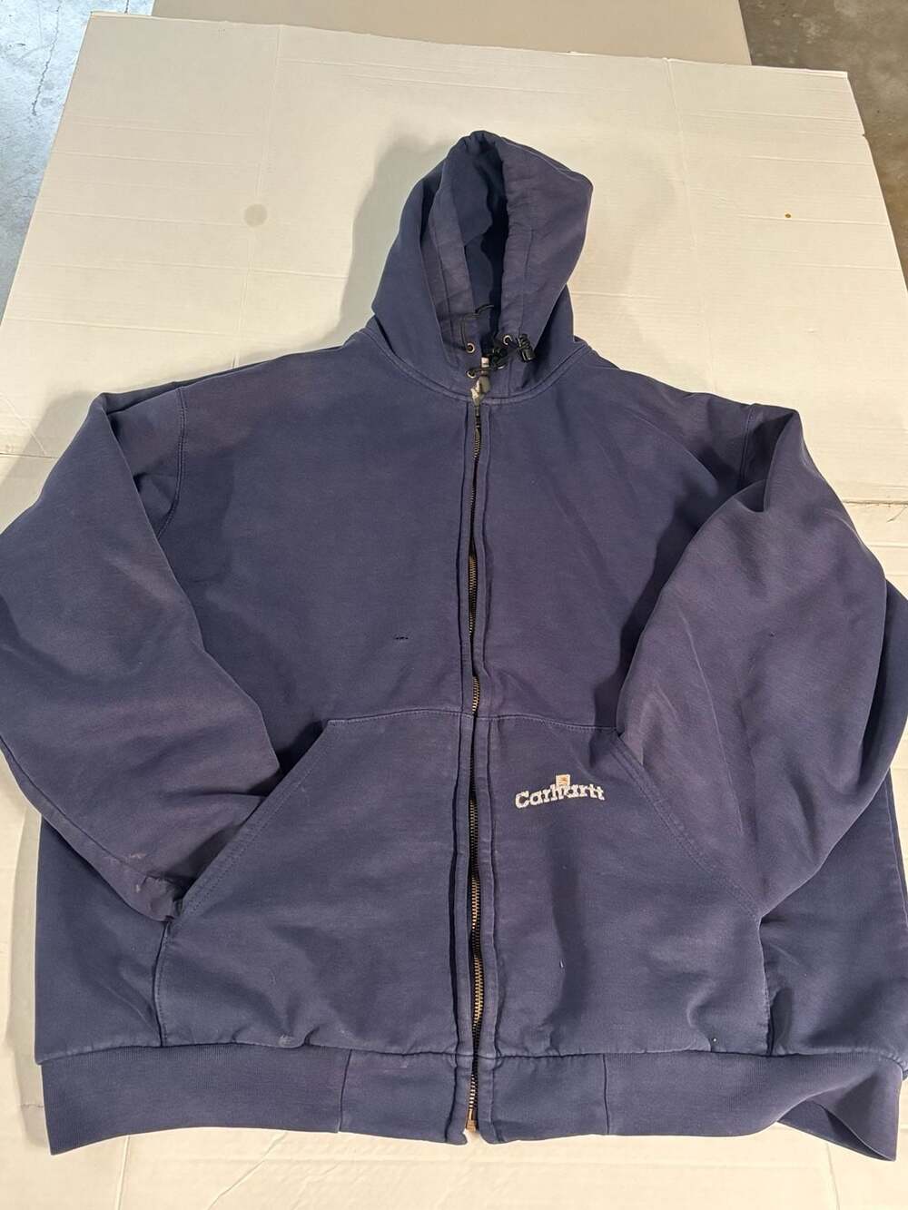 Carhartt Thermal Lined Full Zip Hoodie Men’s XL Navy Blue Heavy Sweatshirt
